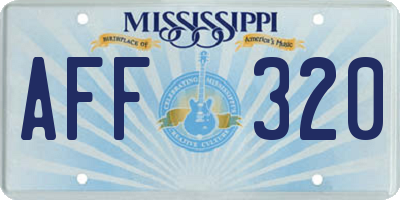 MS license plate AFF320