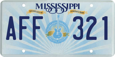 MS license plate AFF321