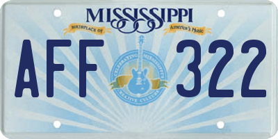 MS license plate AFF322