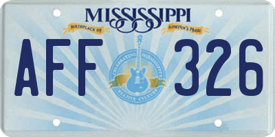 MS license plate AFF326