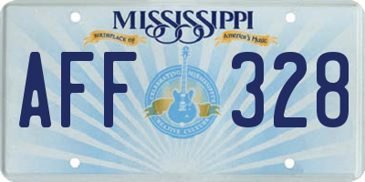 MS license plate AFF328