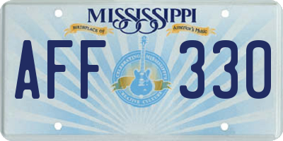 MS license plate AFF330