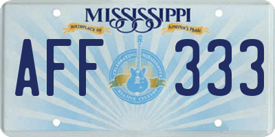 MS license plate AFF333