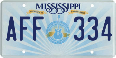 MS license plate AFF334