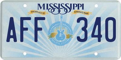MS license plate AFF340