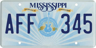 MS license plate AFF345