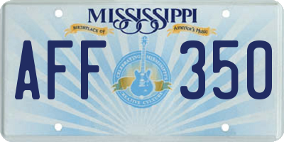MS license plate AFF350
