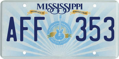 MS license plate AFF353