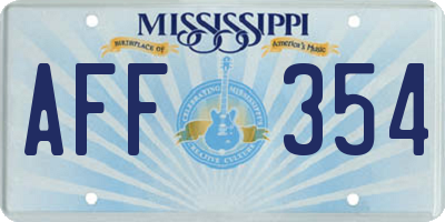 MS license plate AFF354