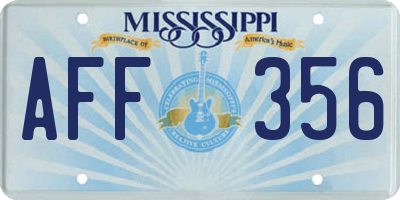 MS license plate AFF356