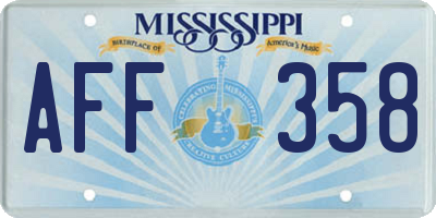 MS license plate AFF358
