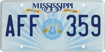 MS license plate AFF359