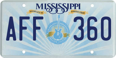 MS license plate AFF360