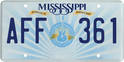 MS license plate AFF361