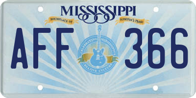 MS license plate AFF366