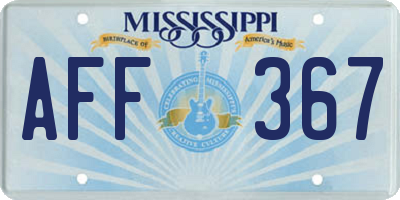 MS license plate AFF367