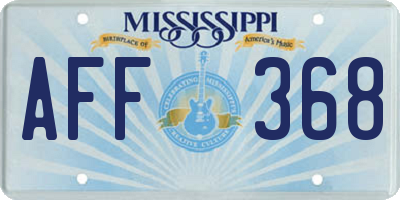 MS license plate AFF368