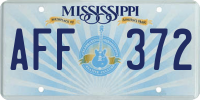 MS license plate AFF372