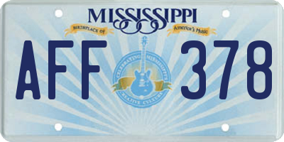 MS license plate AFF378