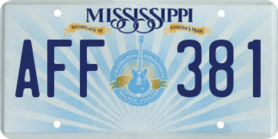 MS license plate AFF381
