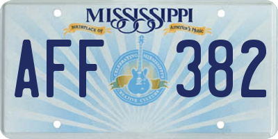 MS license plate AFF382