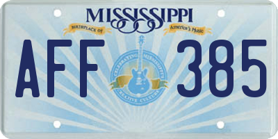 MS license plate AFF385