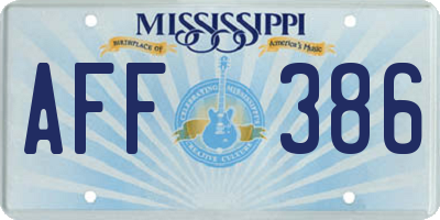 MS license plate AFF386
