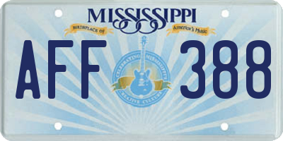 MS license plate AFF388