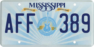 MS license plate AFF389