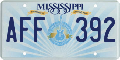 MS license plate AFF392