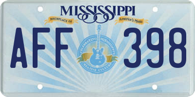 MS license plate AFF398