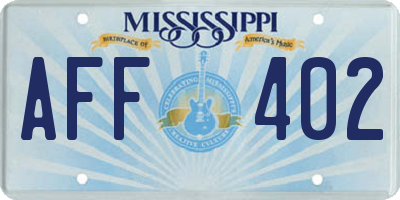 MS license plate AFF402