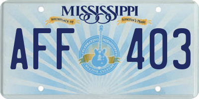 MS license plate AFF403