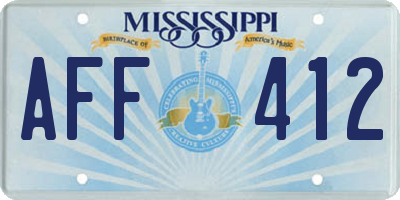 MS license plate AFF412