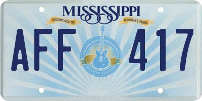 MS license plate AFF417