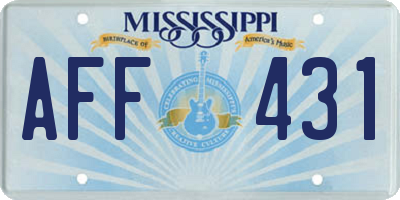 MS license plate AFF431