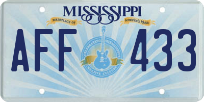 MS license plate AFF433