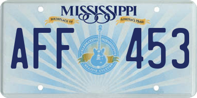 MS license plate AFF453