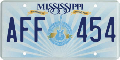 MS license plate AFF454