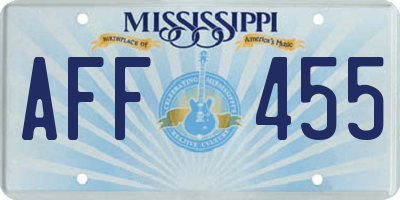 MS license plate AFF455