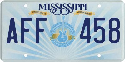 MS license plate AFF458