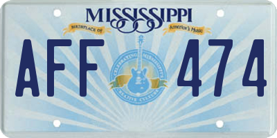MS license plate AFF474