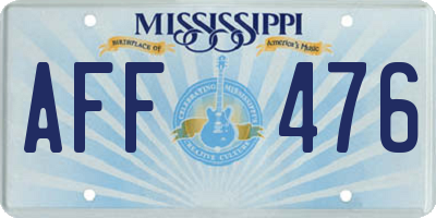 MS license plate AFF476