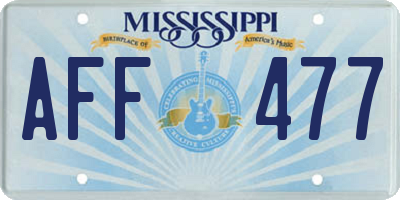 MS license plate AFF477