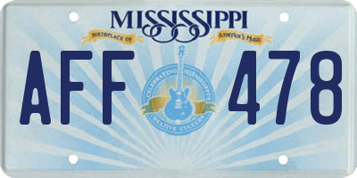MS license plate AFF478