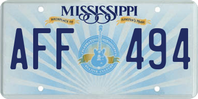 MS license plate AFF494