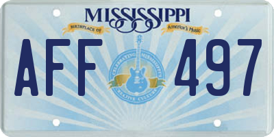 MS license plate AFF497