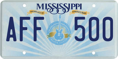 MS license plate AFF500