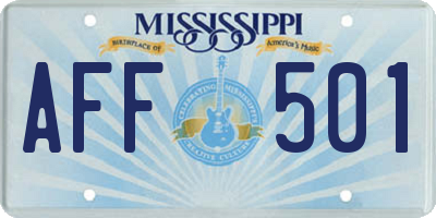 MS license plate AFF501