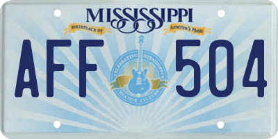MS license plate AFF504